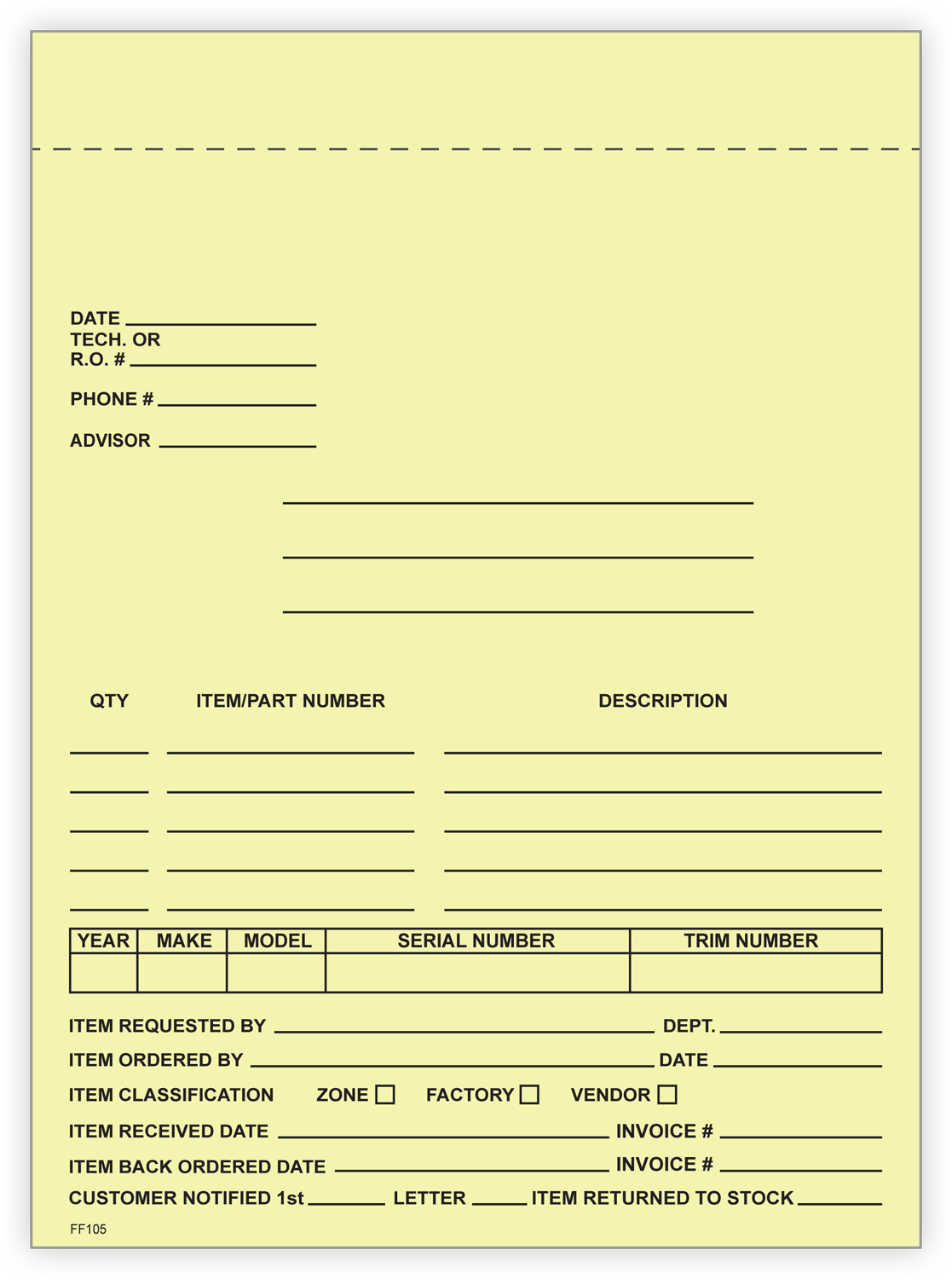 Service & Parts Department Forms