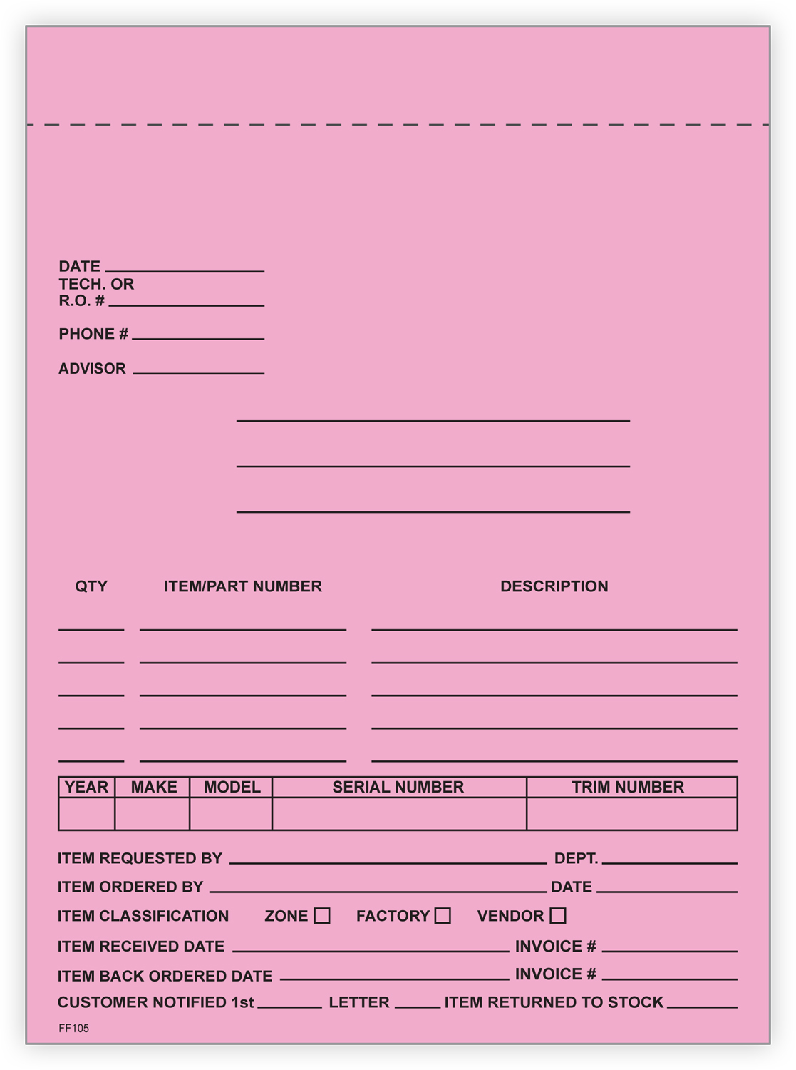 Service & Parts Department Forms