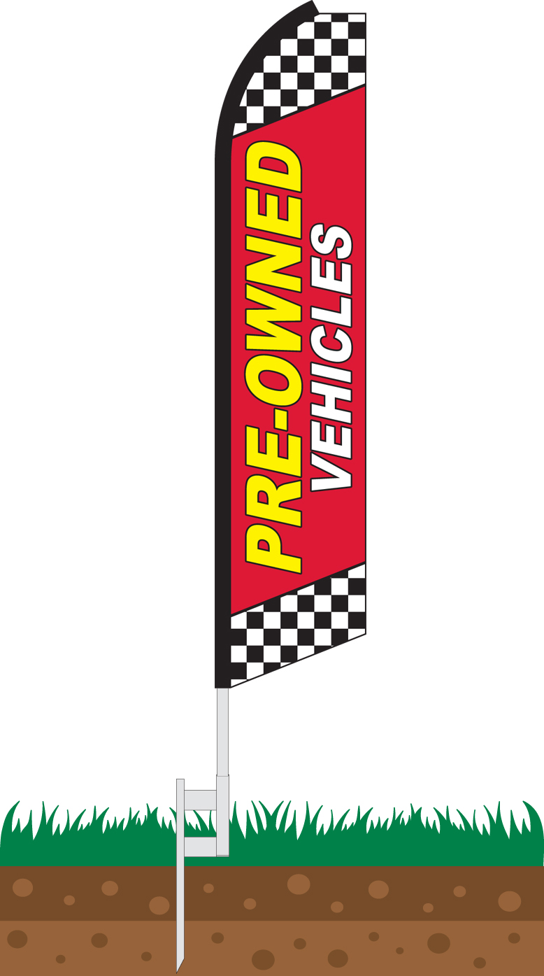 Pre-Owned Vehicles Red Swooper Feather Flag (SWFL-0063)