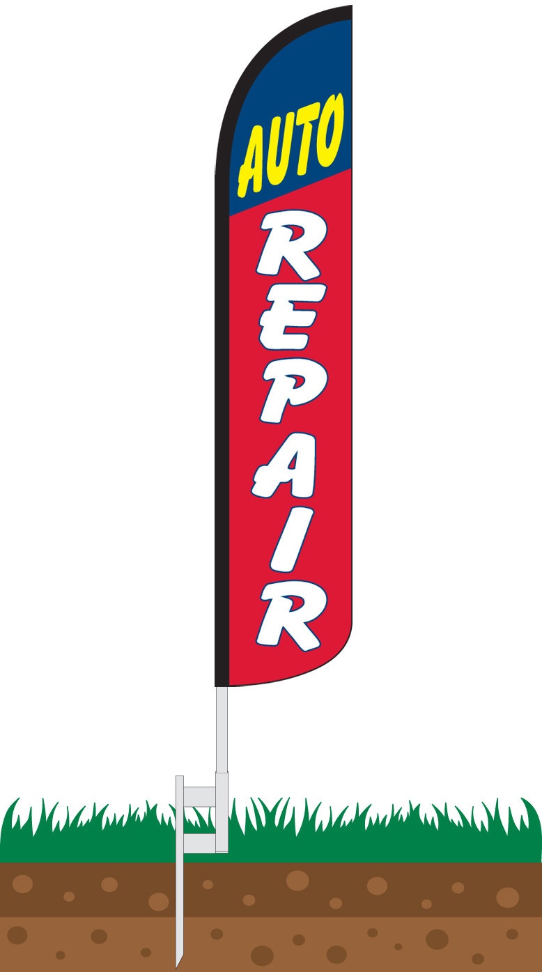 Auto Repair Wind-Free Feather Flag (WFFL-0004)